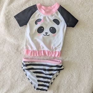 George Toddler Black/Pink/White two piece panda swimsuit. Size 6-12 Months